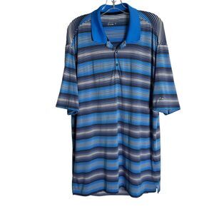 Nike Golf Mens Dri Fit Polo Shirt Size Large Striped Short Sleeve Blue White